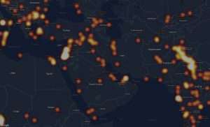 Map showing hot spots in Middle East