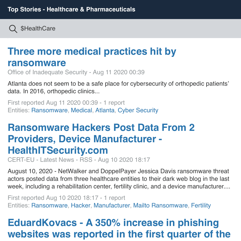 Silobreaker Top Stories – Healthcare and Pharma